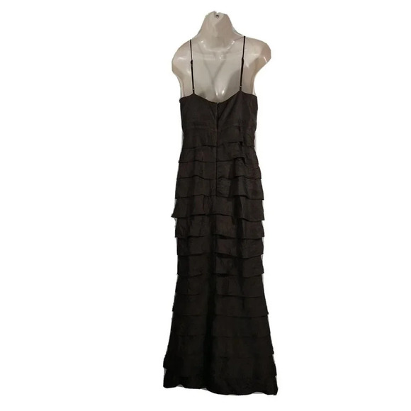 Adrianna Papell Occasion Formal Gown Dress Layered Size 4 Brown Sleeveless Jewel - Picture 4 of 9